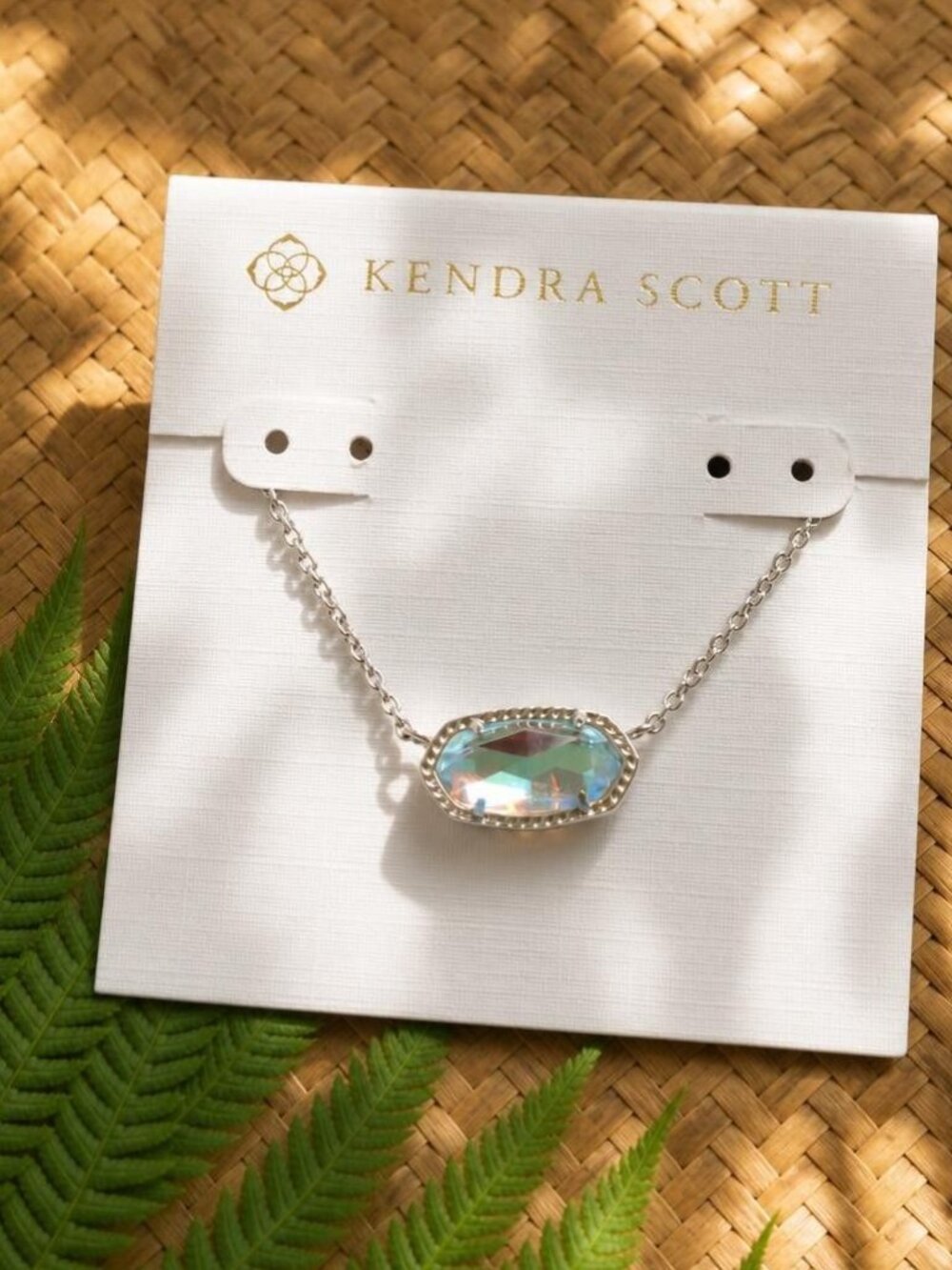 Kendra Scott Elisa Silver Dichroic Glass Pendant Necklace